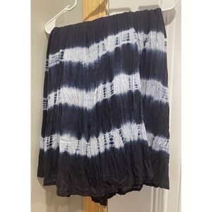 Boho Vintage Passports Skirt Womens S Blue White Cottage Peasant Western Flowy